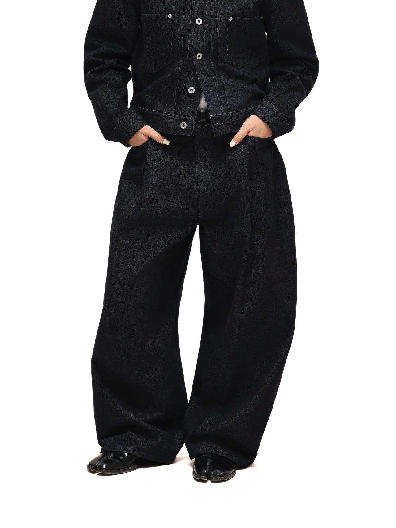 6CRAYON 11.3oz Wide-Leg Baggy Denim Pants 牛仔長褲 (深藍色) P-C159