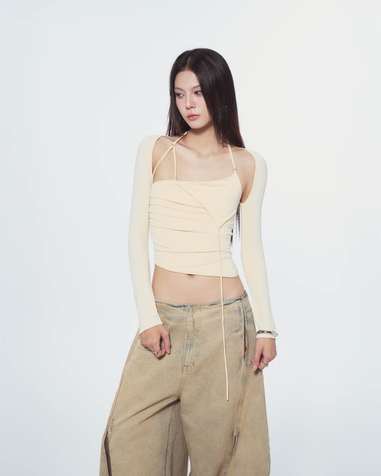 BUNNYHILL -T-B178 SANSA LONG SLEEVE TOP 長袖斜裁上衣