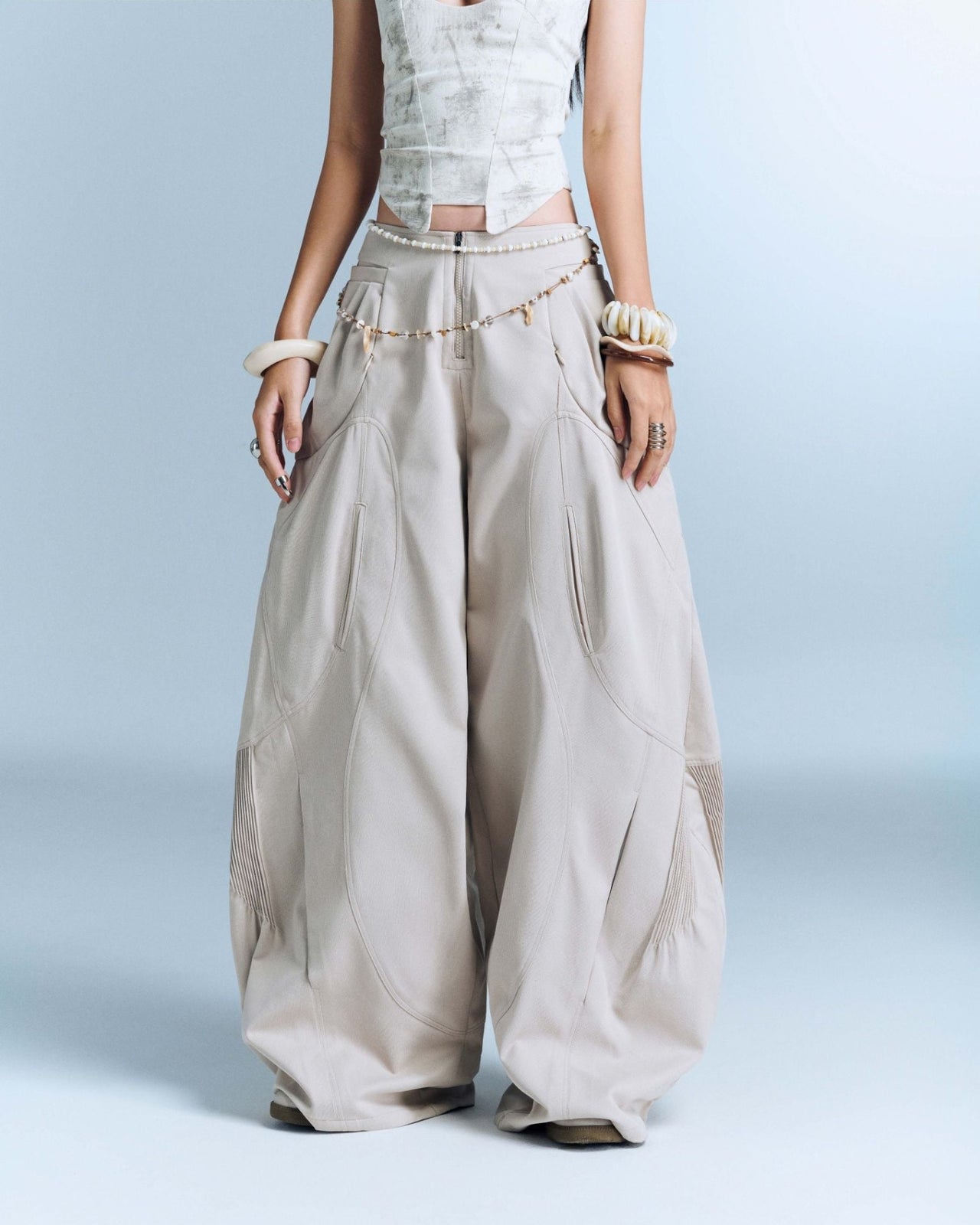 BUNNYHILL - P-B140 MURPHY PANTS 拼接結構寬褲