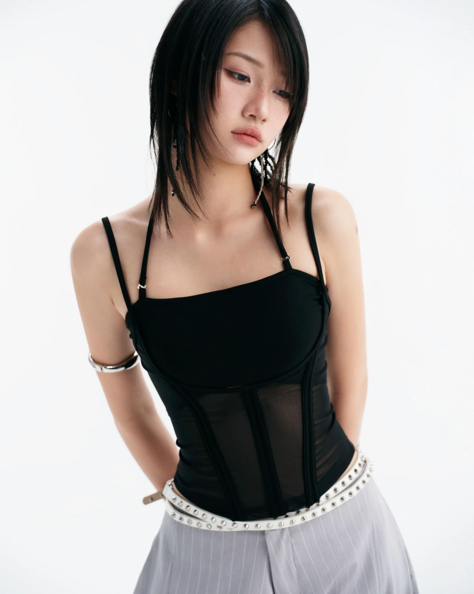 BUNNYHILL - V-B05 MELIOS MESH TOP 網紗束身抹胸網眼背心 (黑色)