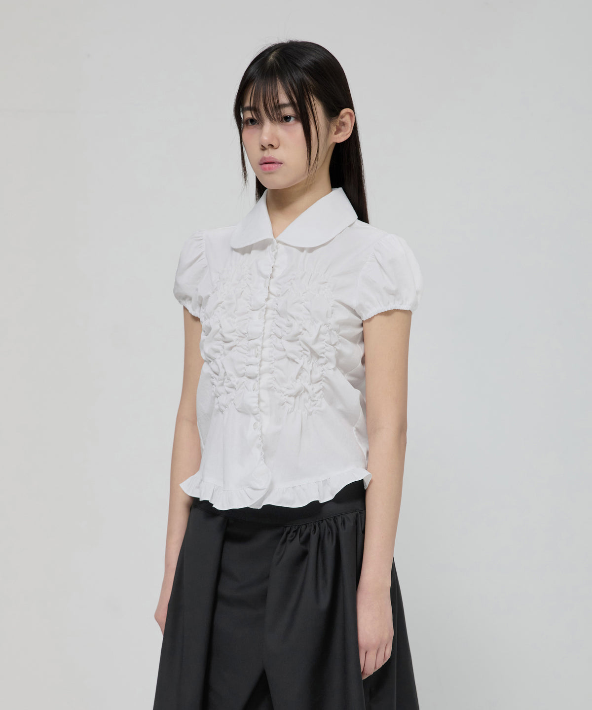 FLARE UP - Cloud Puff Blouse 雲朵泡泡袖襯衫 T-F1094 (白色)