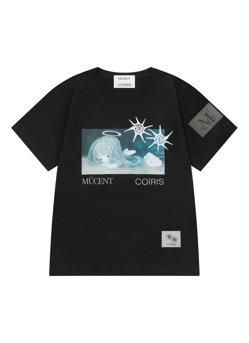 MUCENT X COIRIS ARIEL SIDE LEATHER PATCH HALF T (黑色)T-C1040