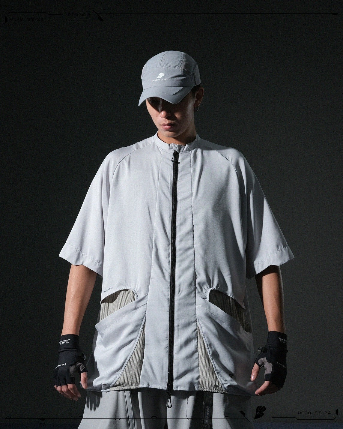 OCTO GAMBOL®️09 < S24 Stand Collar Tornado Zip Shirt >