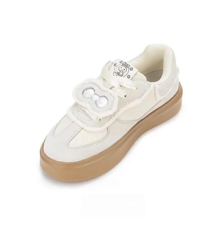 We Flower x NAIXIGU 聯名 德訓鞋 小花鞋 蝴蝶結 厚底 奶茶色