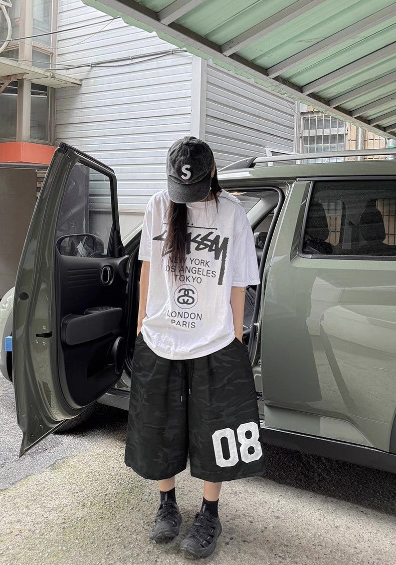 韓國 迷彩 數字 尼龍 短褲