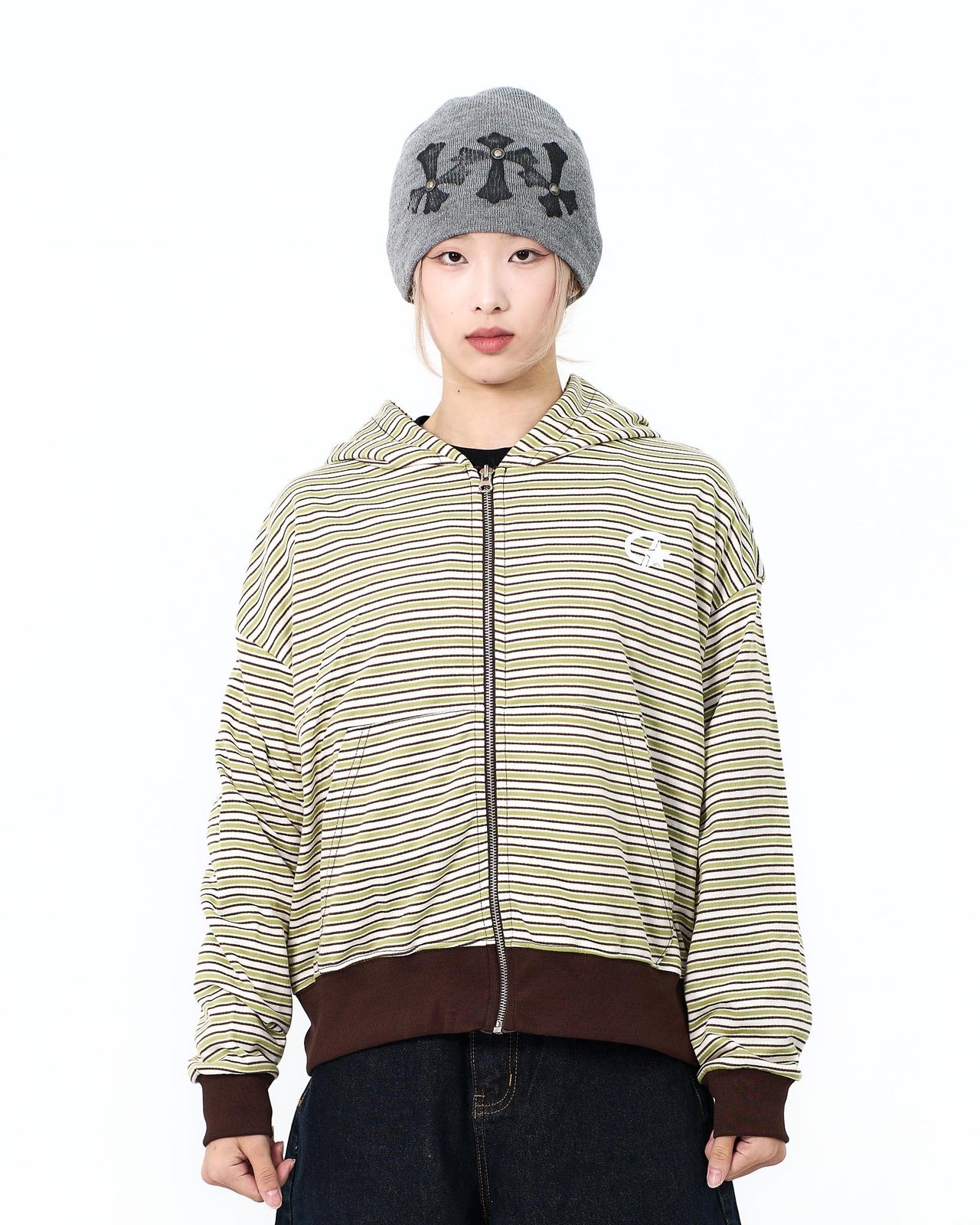 " MADE 𝗚𝘂𝗯𝗮𝗻 " 條紋 寬鬆 短版 原創 星星外套