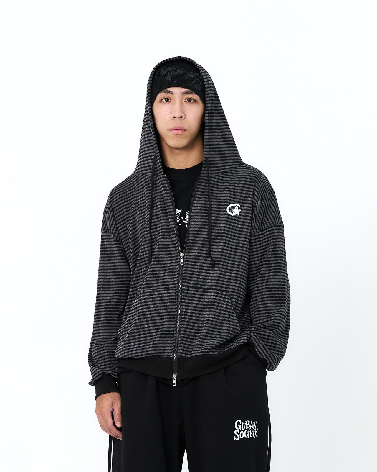 " MADE 𝗚𝘂𝗯𝗮𝗻 " J-D49條紋 寬鬆 連帽 韓製 Oversize 外套