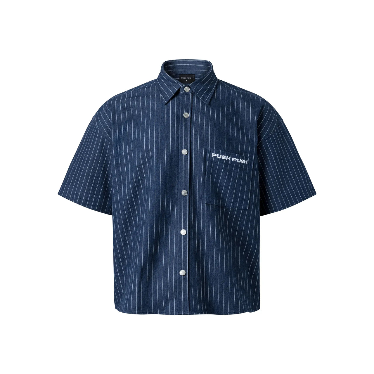 PUSH PUSH - VEEV SHIRT 寬鬆條紋刺繡文字線條短袖襯衫