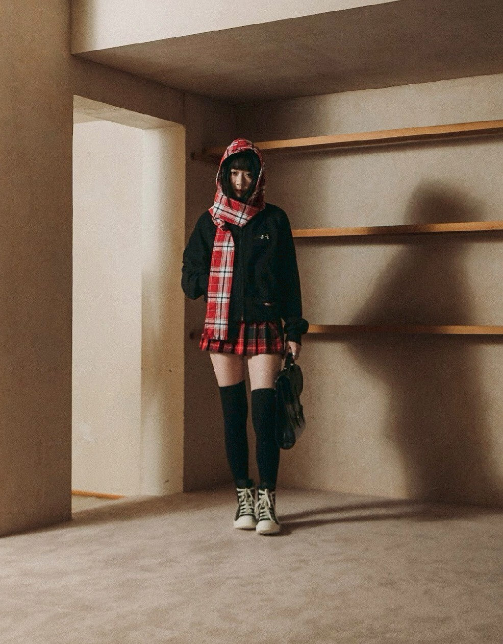 E’TREALOUEST - 25AW 格紋帽棉外套