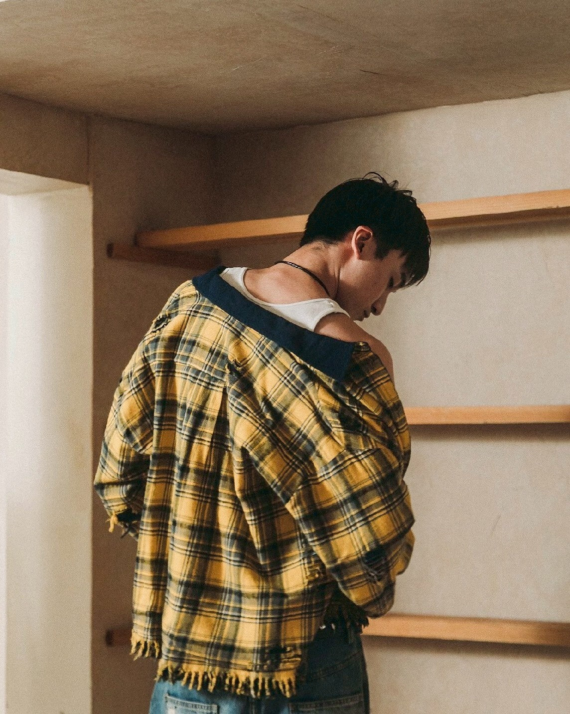 E’TREALOUEST - 25AW 雙層破壞格紋襯衫