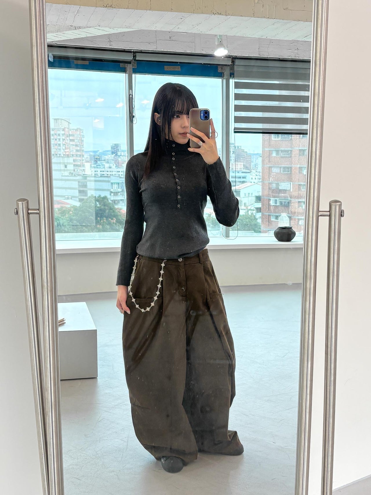 T-G148 半開扣羊毛打底高領針織衫