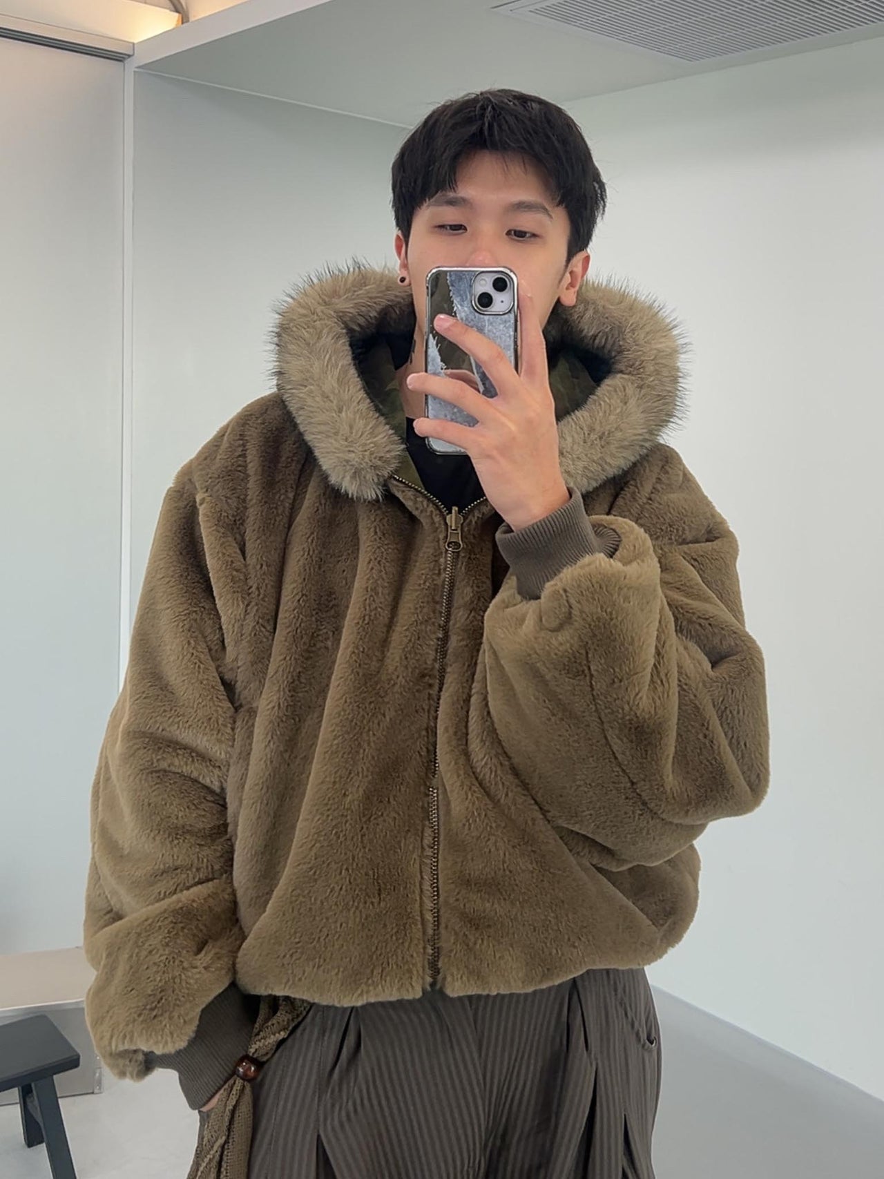 J-C87 雙面穿迷彩羊羔毛飛行連帽外套