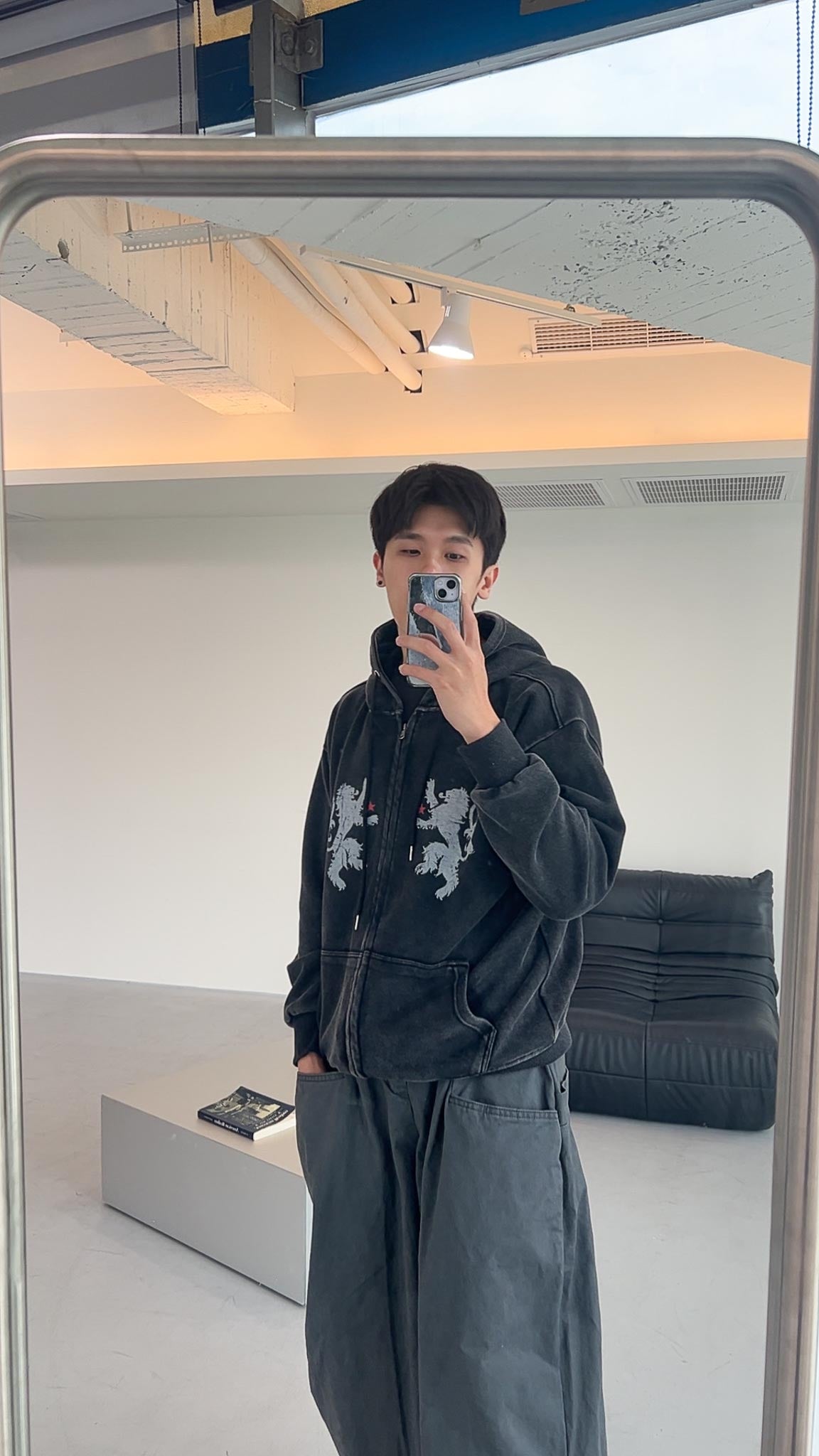 J-G82 寬鬆水洗小眾老虎連帽外套