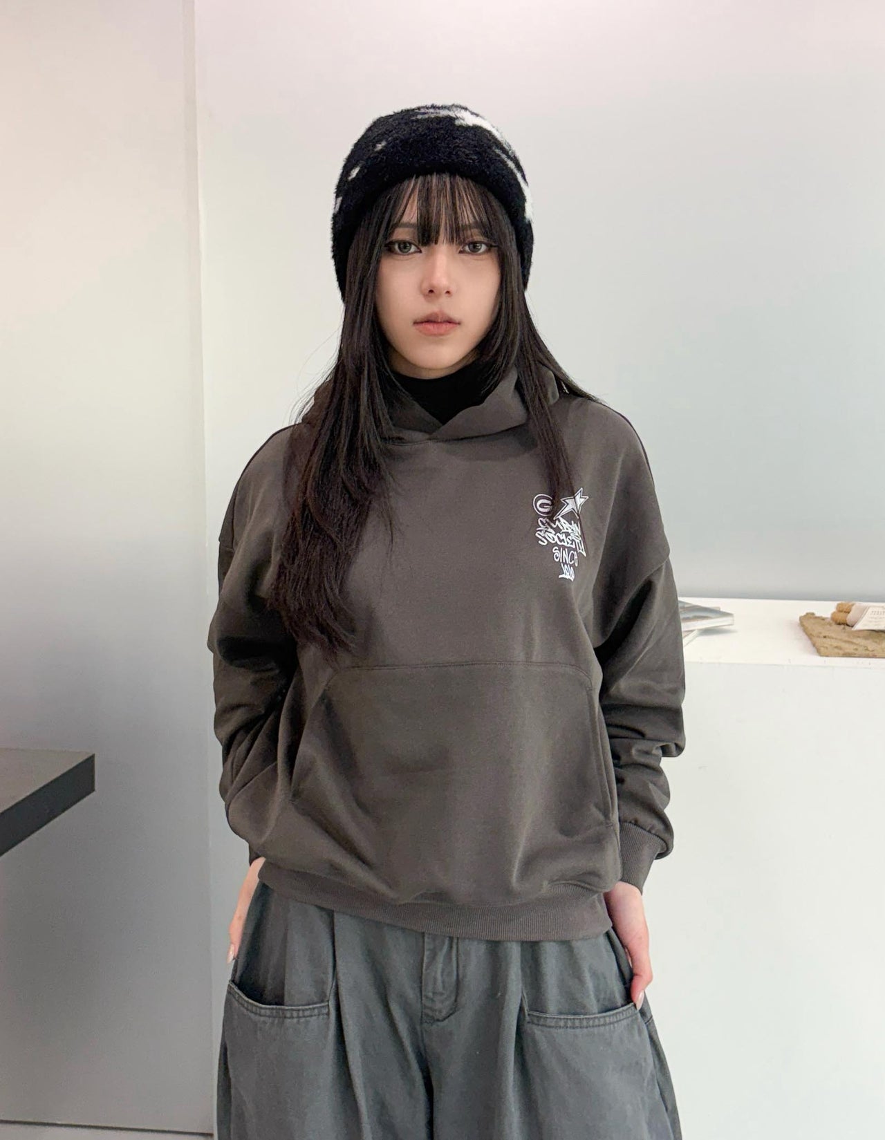 T-G147 馬到成功 水洗連帽boxy短款380G帽T