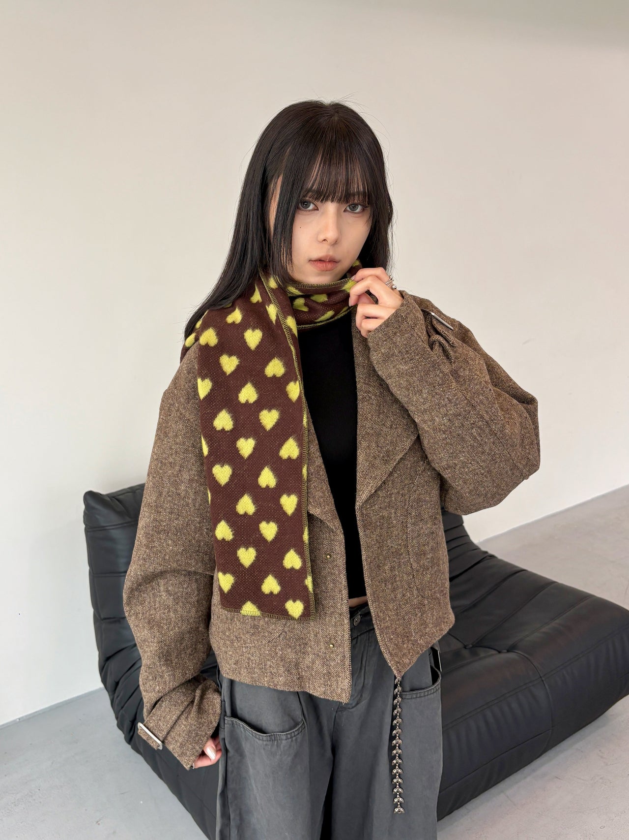 AC-J143 正韓愛心保暖撞色圍巾