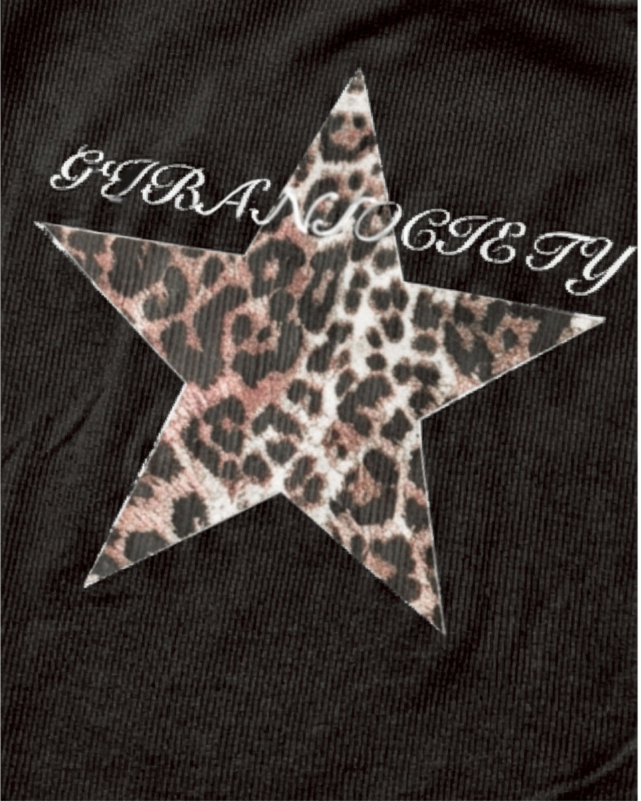 斜肩豹紋星星打底長袖上衣