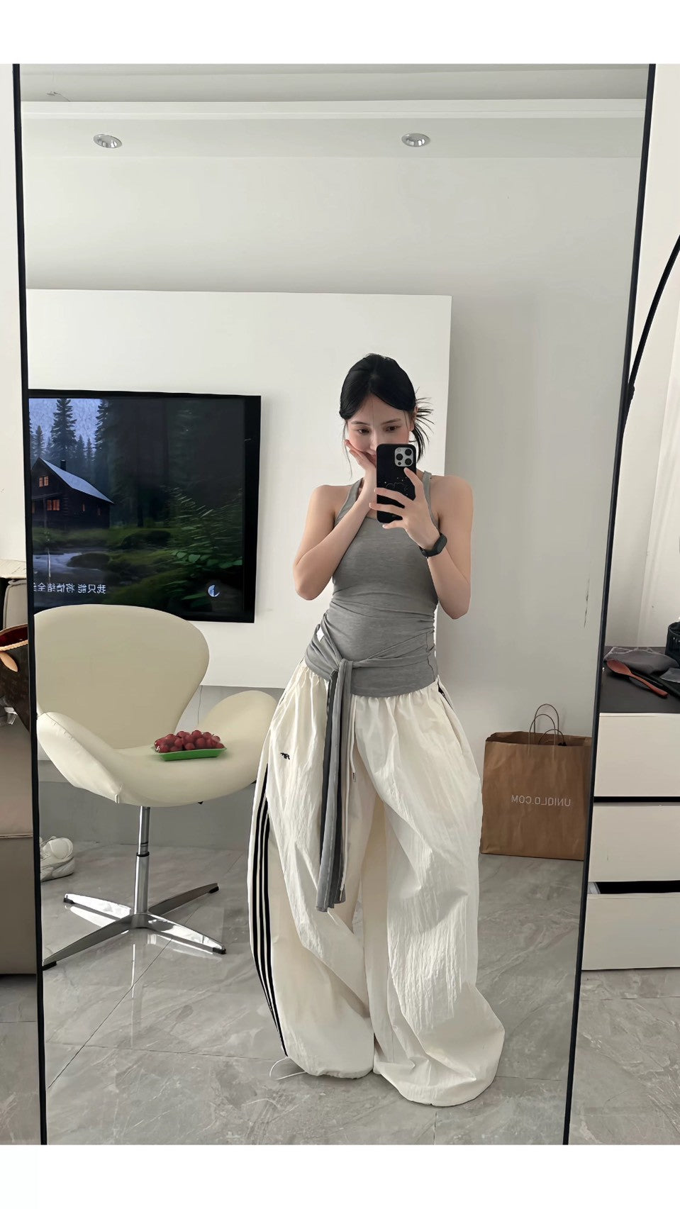 P-O119 魚叄 速乾闊腿鬆緊抽繩工裝傘兵褲