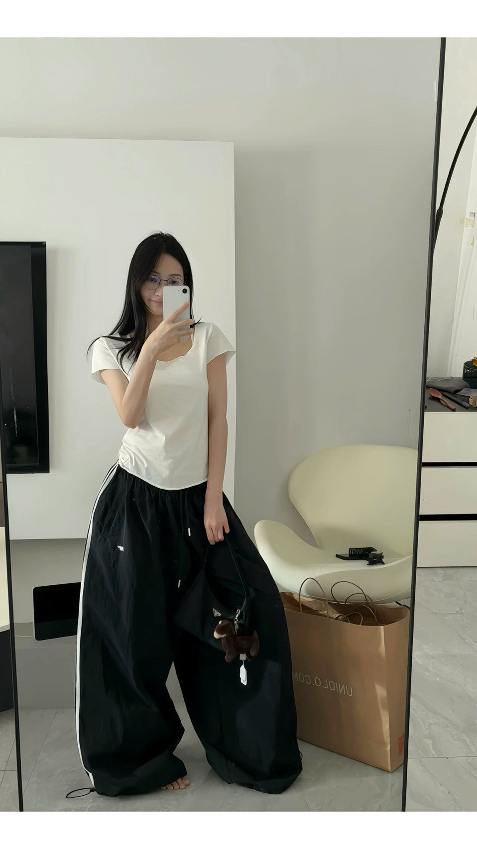 P-O119 魚叄 速乾闊腿鬆緊抽繩工裝傘兵褲