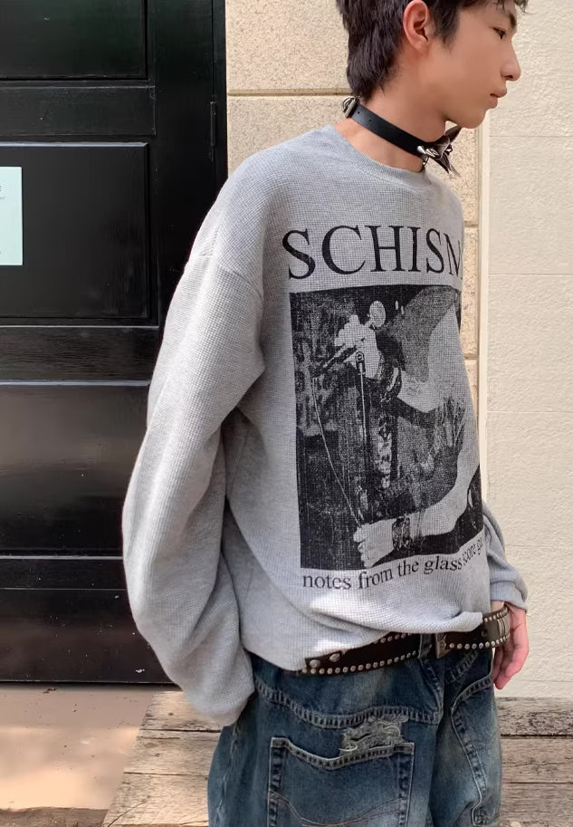 POH T-P153 樂隊搖滾華夫格BOXY長袖