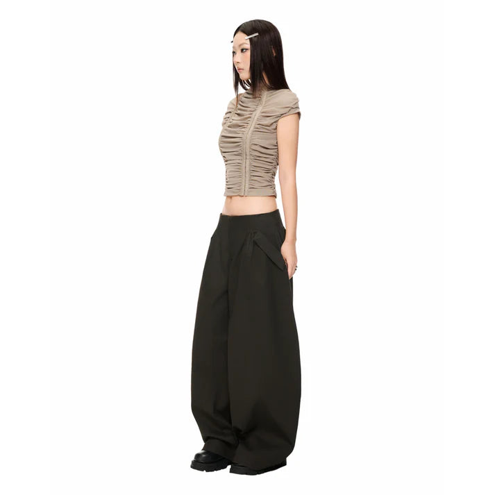 IUE STUDIO- P-U152 BLACK BAMBOO" BAGGY PANTS