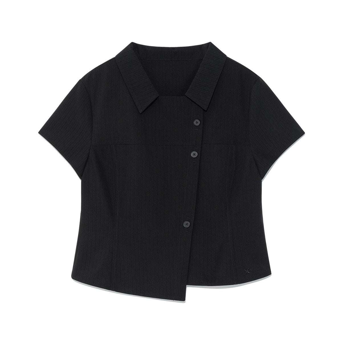 TCM - 3-button stripe half shirt (黑色) T-C1025