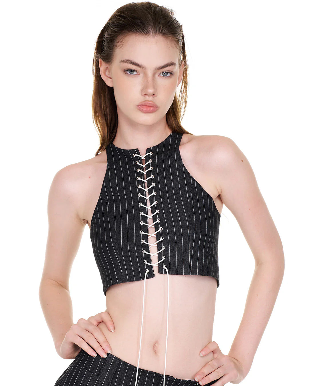 PUSH PUSH - PUSHIE STRIPED CORSET 條紋緊身馬甲 (黑色) T-P1015