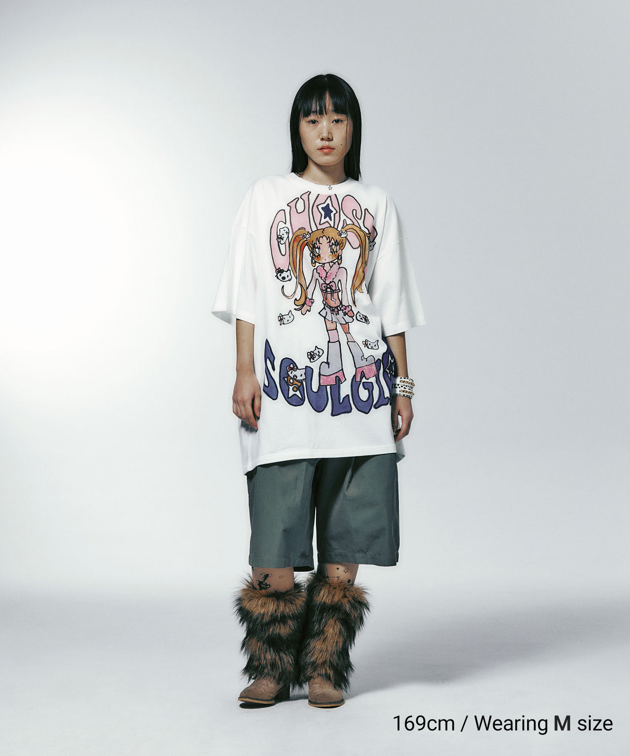 Niceghostclub - x soulpusssy cat ghostsoulgirl gyaru big big tee(白色)T-N198