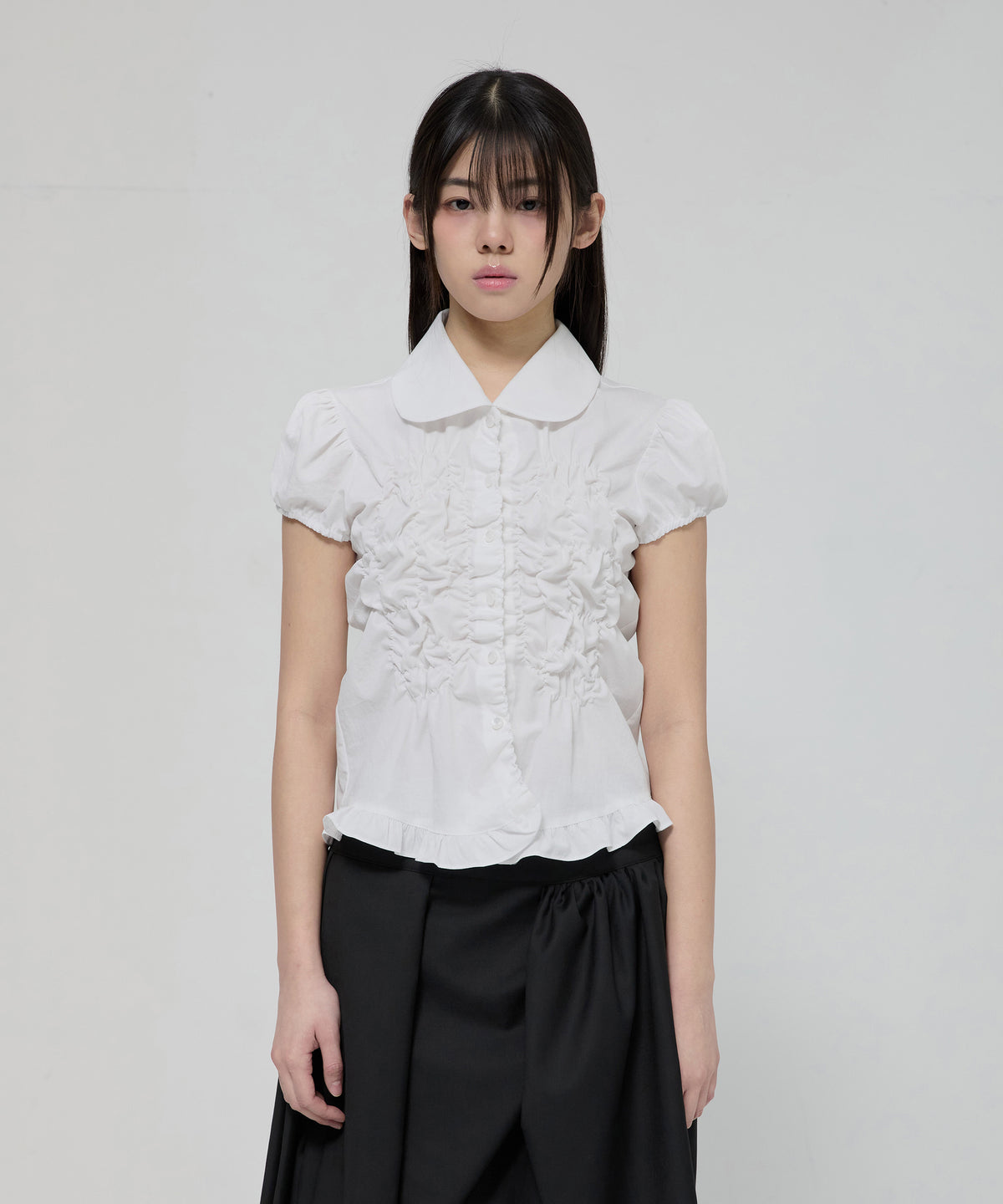 FLARE UP - Cloud Puff Blouse 雲朵泡泡袖襯衫 T-F1094 (白色)