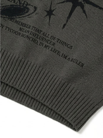 星星字母長袖針織T