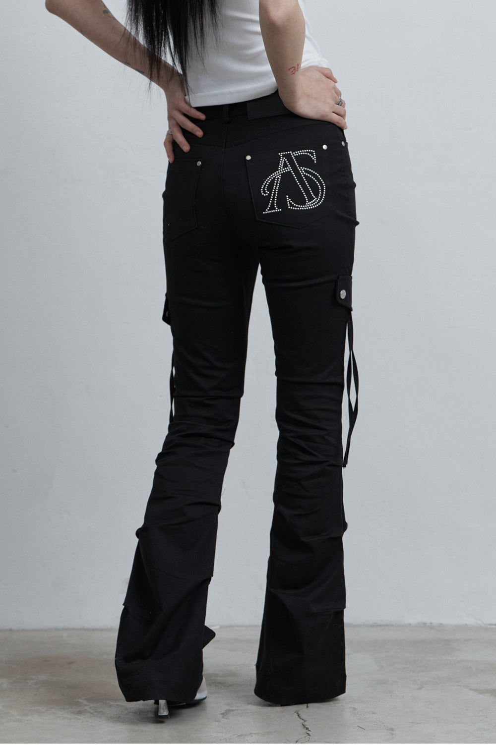AS YOU ARE -  SIDE TUCK BOOT-CUT PANTS (黑色) P-A249