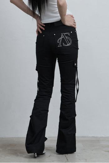 AS YOU ARE -  SIDE TUCK BOOT-CUT PANTS (黑色) P-A249