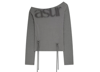 AS YOU ARE PUNCHING UNBALANCE OFF-SHOULDER (灰色) T-A1139