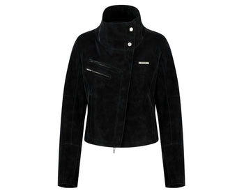 AS YOU ARE - HIGH-NECK BIKER LEATHER JACKET(黑色) J-A111