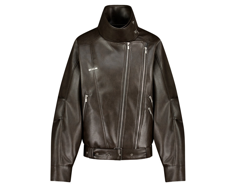 AS YOU ARE - HIDE SNAP LEATHER JACKET(棕色) J-A110