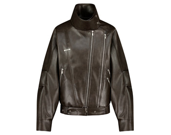 AS YOU ARE - HIDE SNAP LEATHER JACKET(棕色) J-A110