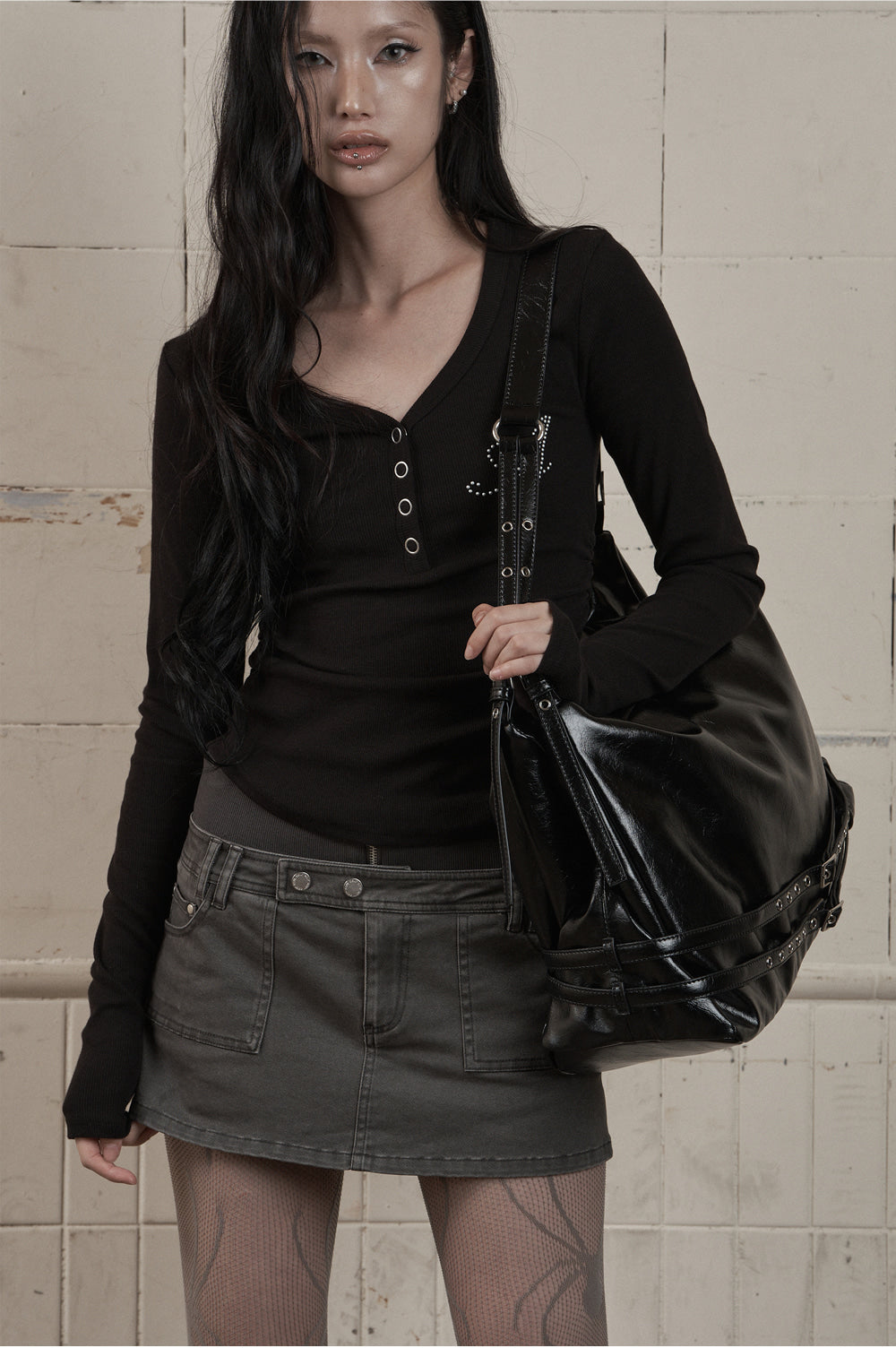 AS YOU ARE - BELTED BIG SHOULDER BAG (黑色) AC-A236
