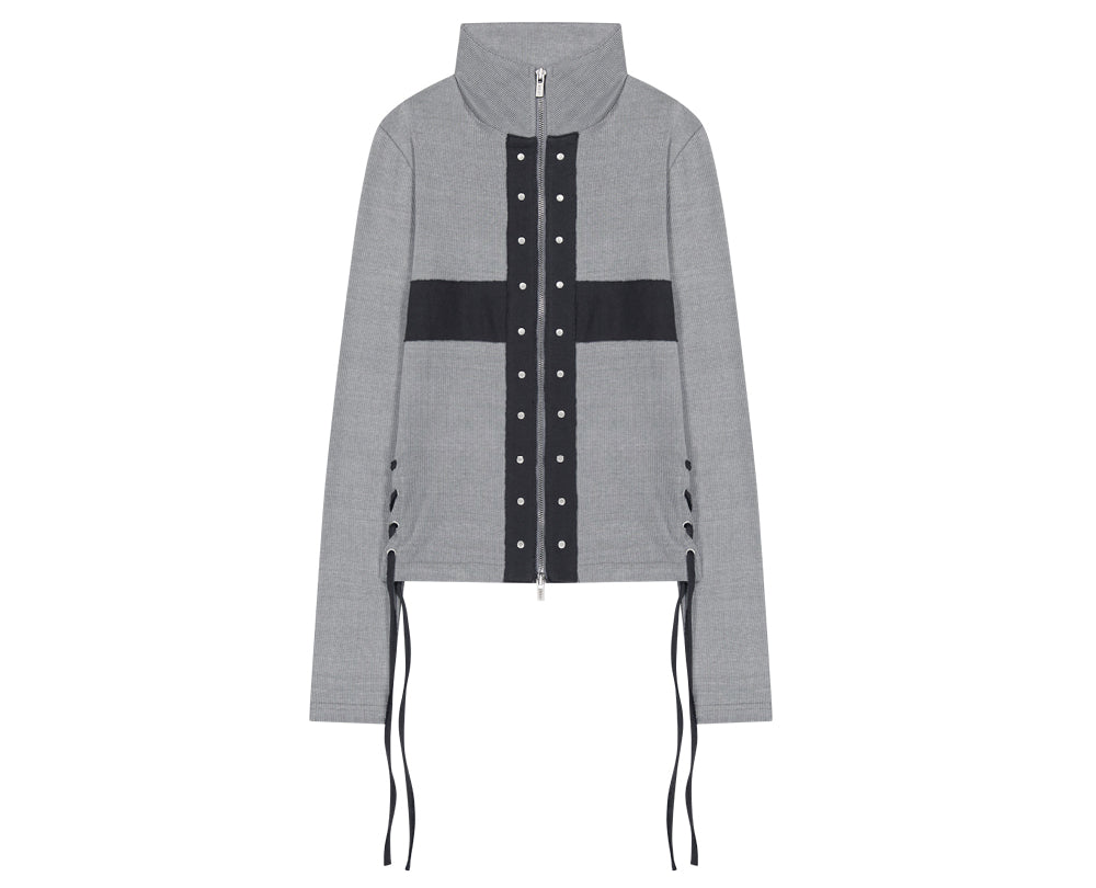 AS YOU ARE - CORSET-LINE ZIP-UP JACKET(灰色) J-A113