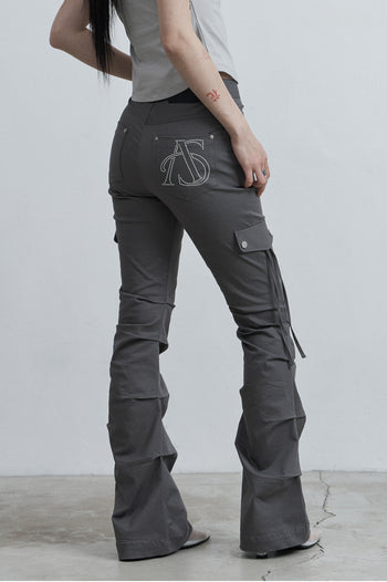 AS YOU ARE -  SIDE TUCK BOOT-CUT PANTS (灰色) P-A249