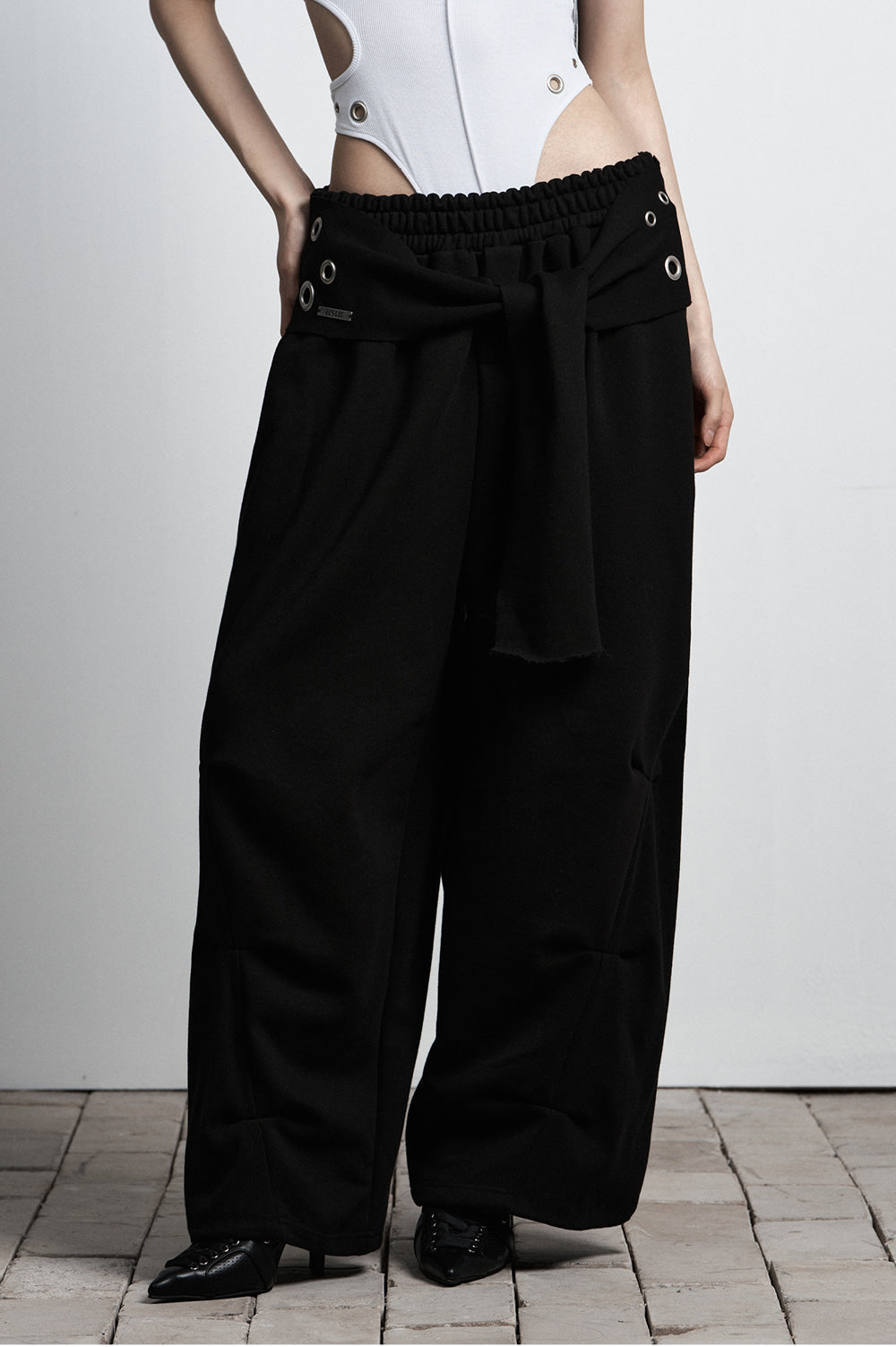 AS YOU ARE -  TIE BELT SWEATPANTS (黑色) P-A250