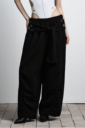 AS YOU ARE -  TIE BELT SWEATPANTS (黑色) P-A250