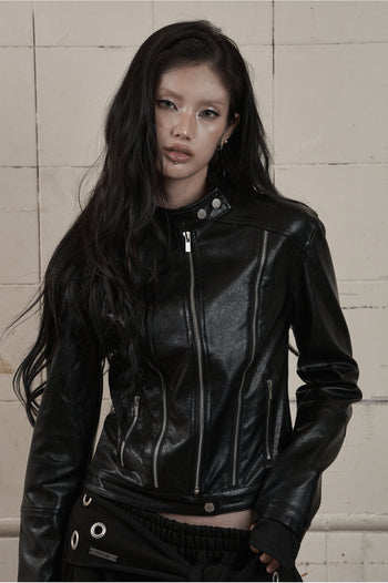AS YOU ARE - FAKE SLIM LEATHER JACKET J-A109
