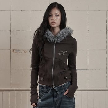 AS YOU ARE - LINE FUR HOOD ZIP-UP(深灰) J-A112