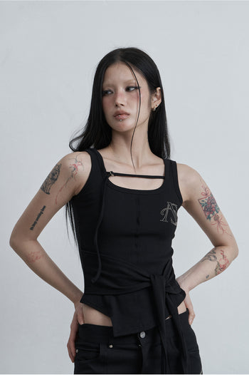 AS YOU ARE - WRAPPED TIDE SLEEVELESS (黑色) T-A1141
