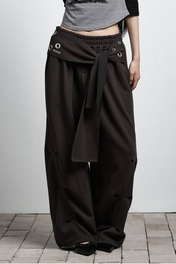 AS YOU ARE -  TIE BELT SWEATPANTS (炭灰) P-A250