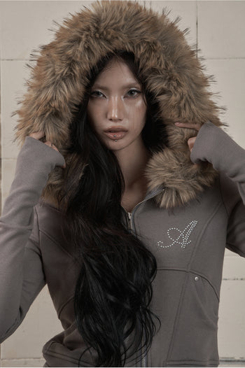 AS YOU ARE - LINE FUR HOOD ZIP-UP(炭灰) J-A112