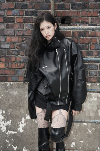 AS YOU ARE - HIDE SNAP LEATHER JACKET(黑色) J-A110