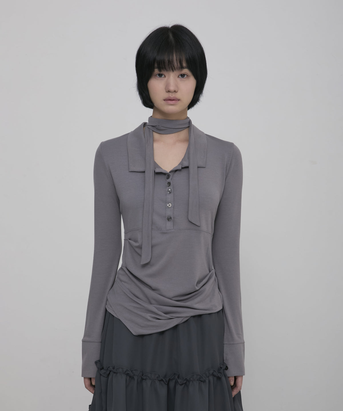 Asymmetrical Draped Shirt (FL-186)