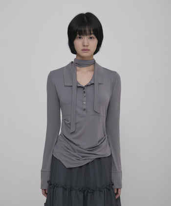 Asymmetrical Draped Shirt (FL-186)