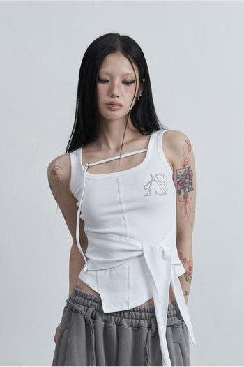 AS YOU ARE - WRAPPED TIDE SLEEVELESS (白色) T-A1141