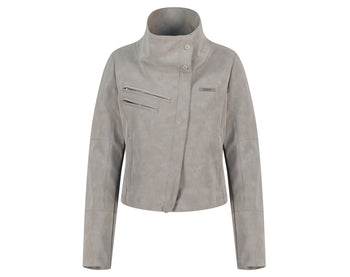 AS YOU ARE - HIGH-NECK BIKER LEATHER JACKET(炭灰) J-A111